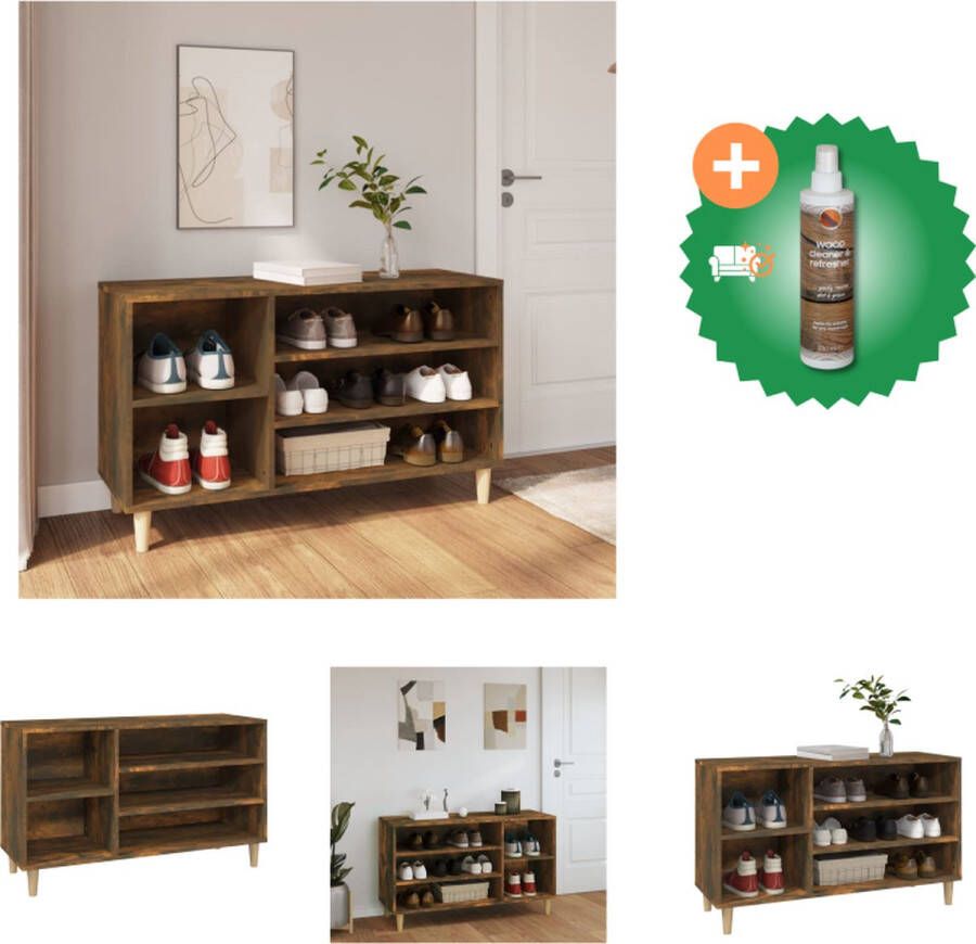 VidaXL Schoenenkast Gerookt eiken 102 x 36 x 60 cm Duurzaam hout Veel opbergruimte Schoenenkast Inclusief Houtreiniger en verfrisser