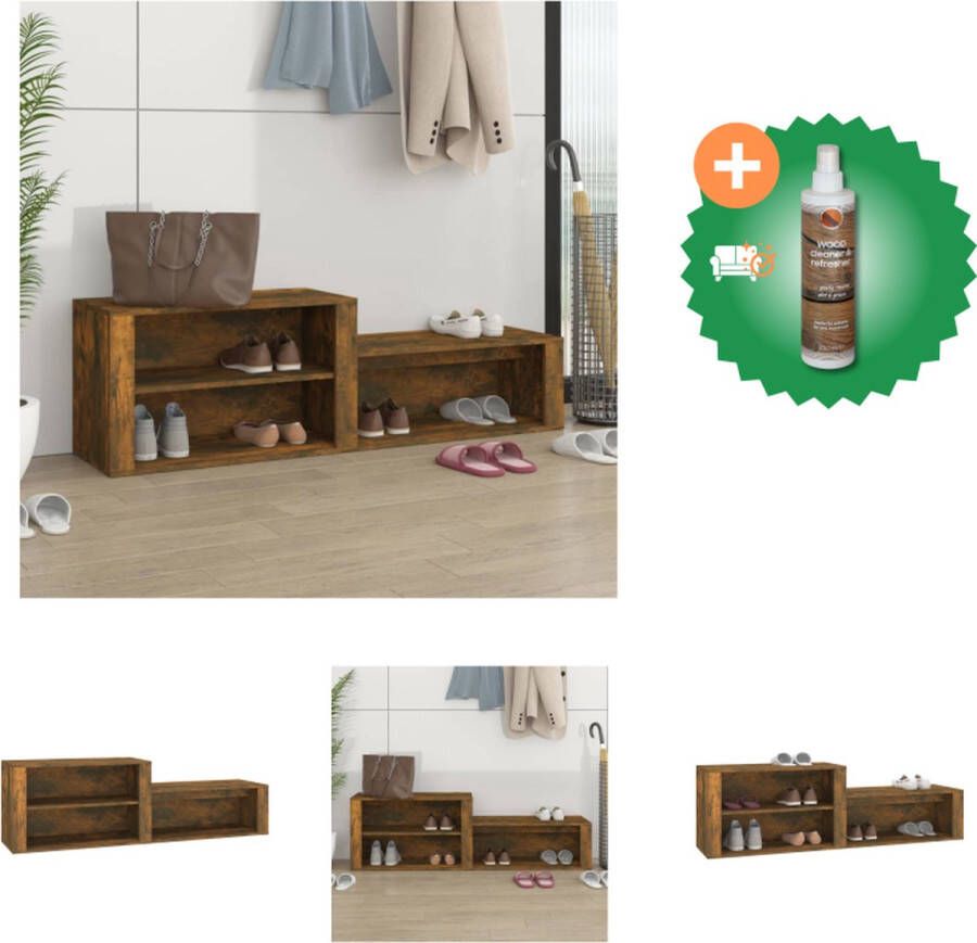 VidaXL Schoenenkast 150x35x45 cm bewerkt hout gerookt eikenkleurig Schoenenkast Inclusief Houtreiniger en verfrisser