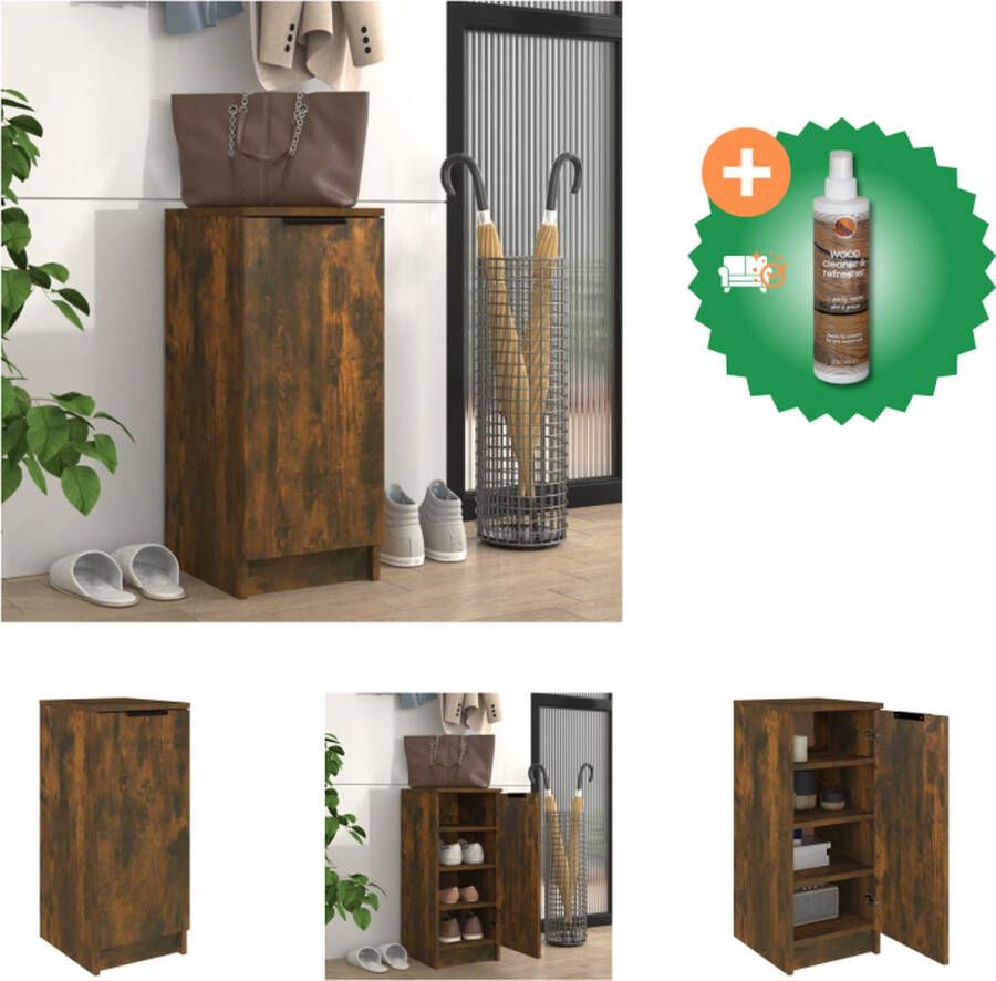 VidaXL Schoenenkast 30x35x70 cm bewerkt hout gerookt eikenkleurig Schoenenkast Inclusief Houtreiniger en verfrisser