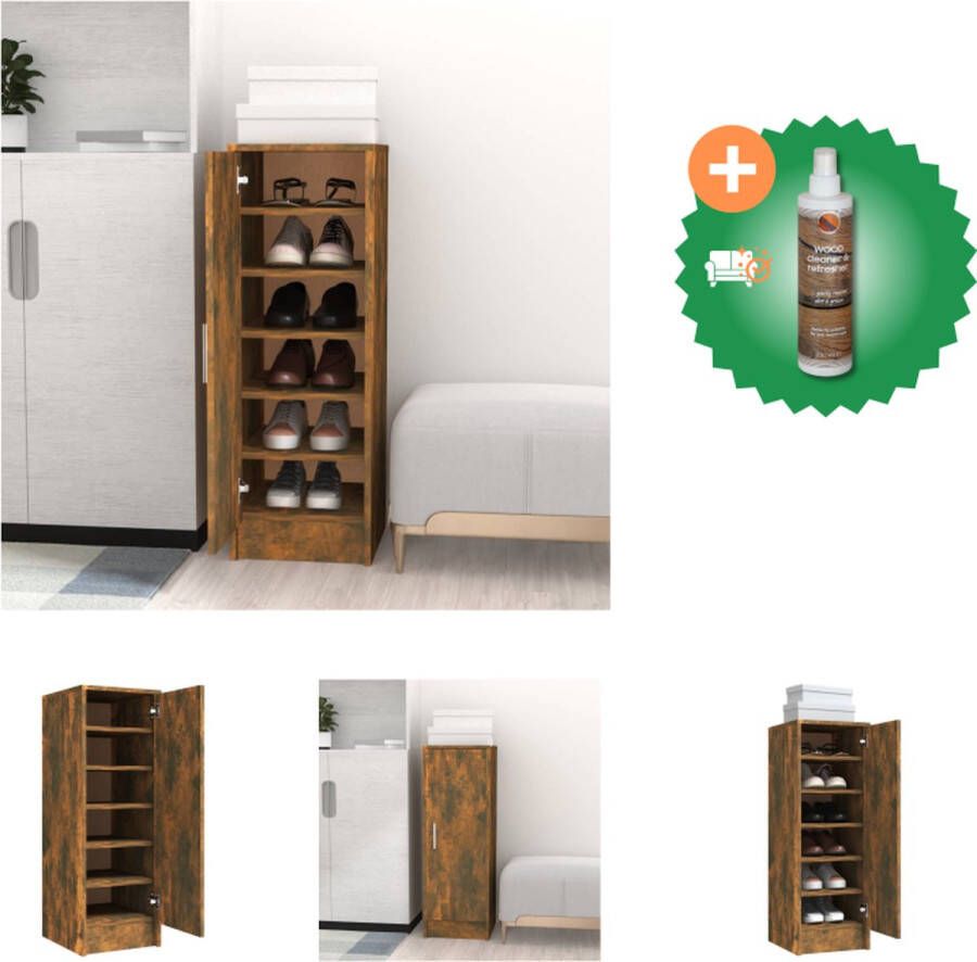 VidaXL Schoenenkast Gerookt Eiken 32 x 35 x 92 cm 6 vakken Montage vereist Schoenenkast Inclusief Houtreiniger en verfrisser