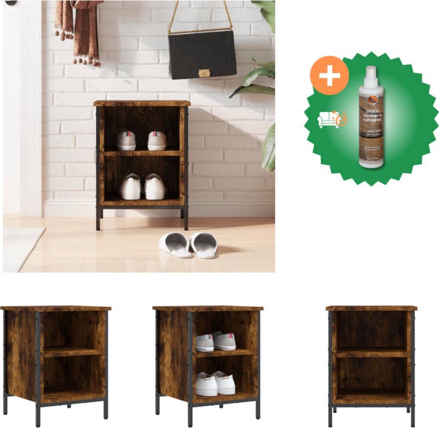 VidaXL Schoenenkast Gerookt eiken 38 x 35 x 50 cm Duurzaam hout Industriële stijl Schoenenkast Inclusief Houtreiniger en verfrisser