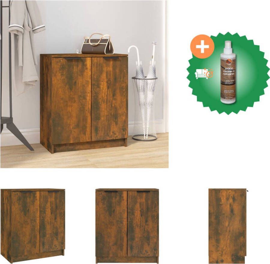 VidaXL Schoenenkast Gerookt Eiken 59 x 35 x 70 cm Stevig materiaal Schoenenkast Inclusief Houtreiniger en verfrisser