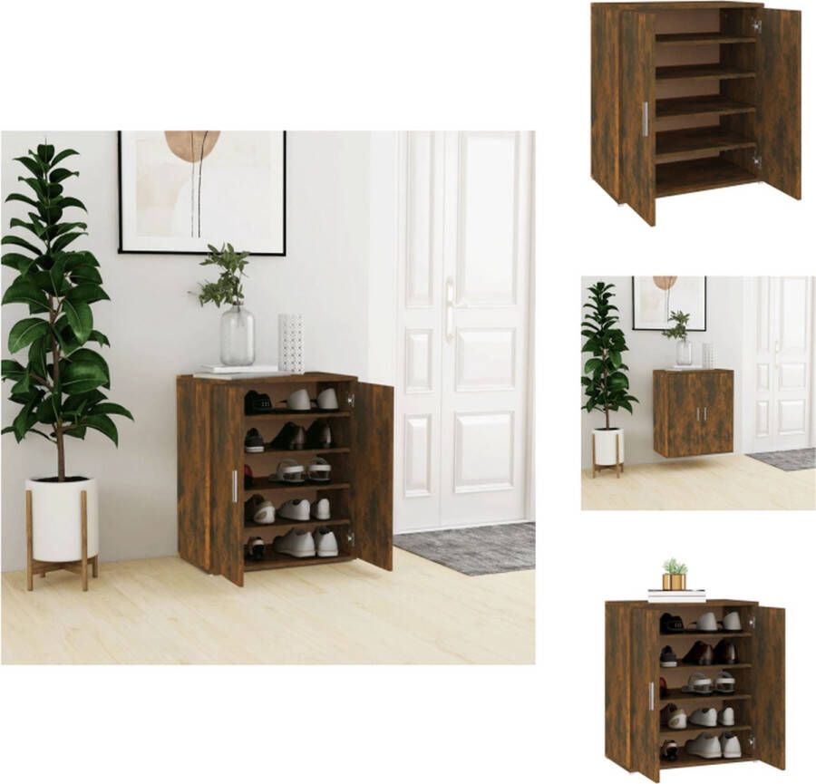 VidaXL Schoenenrek Schoenenrekken Opbergrek Voor Schoenen Schoenenstellage Schoenenkast 60x35x70 cm bewerkt hout gerookt eikenkleurig - Foto 3
