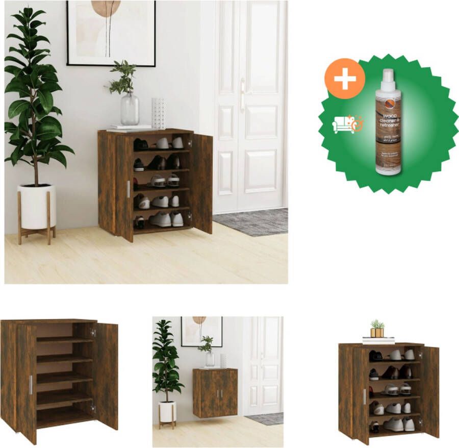 VidaXL Schoenenkast Gerookt Eiken 60 x 35 x 70 cm Praktisch en Elegante Schoenenkast Inclusief Houtreiniger en verfrisser - Foto 2