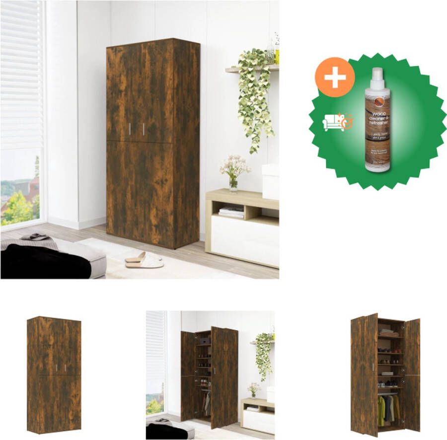 VidaXL Schoenenkast Gerookt Eiken 80 x 39 x 178 cm 6 vakken 2 deuren Schoenenkast Inclusief Houtreiniger en verfrisser