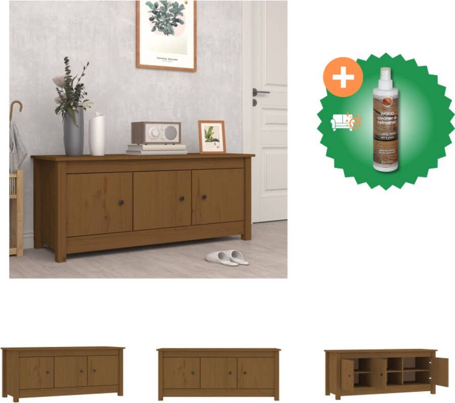 VidaXL Schoenenkast 110x38x45-5 cm massief grenenhout honingbruin Schoenenkast Inclusief Houtreiniger en verfrisser