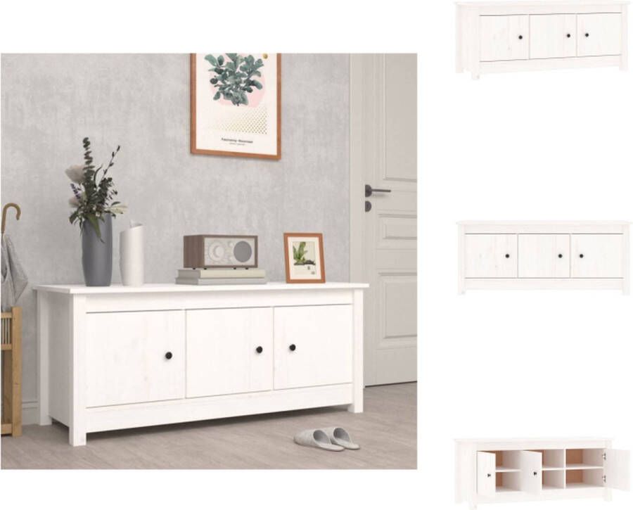 VidaXL Schoenenkast Schoenenkasten Schoenenrek Opbergrek Voor Schoenen Schoenenkast 110x38x45-5 cm massief grenenhout wit