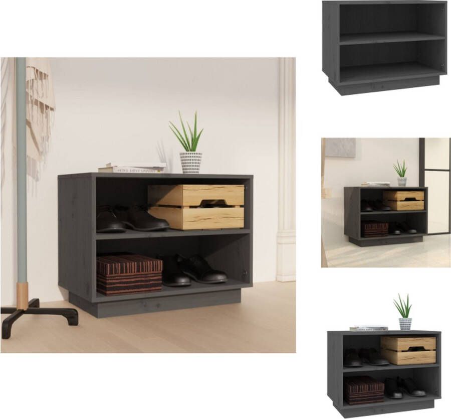 VidaXL Schoenenkast Schoenenkasten Houten Schoenenkast Halkast Schoenenkast 60x34x45 cm massief grenenhout grijs
