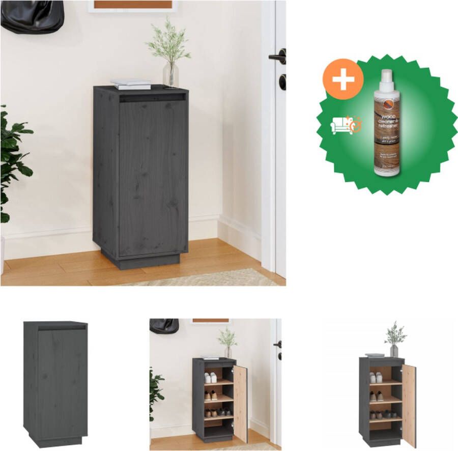 VidaXL Schoenenkast 35x35x80 cm massief grenenhout grijs Schoenenkast Inclusief Houtreiniger en verfrisser