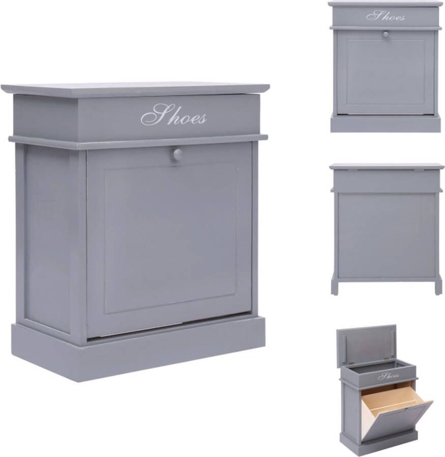 VidaXL Schoenenkast Schoenenkasten Schoenenkist Schoenenkisten Schoenenkast 50x28x58 cm paulowniahout grijs - Foto 2