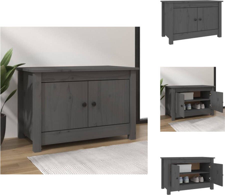VidaXL Schoenenrek Schoenenrekken Opbergrek Voor Schoenen Schoenenstellage Schoenenkast 70x38x45 5 cm massief grenenhout grijs