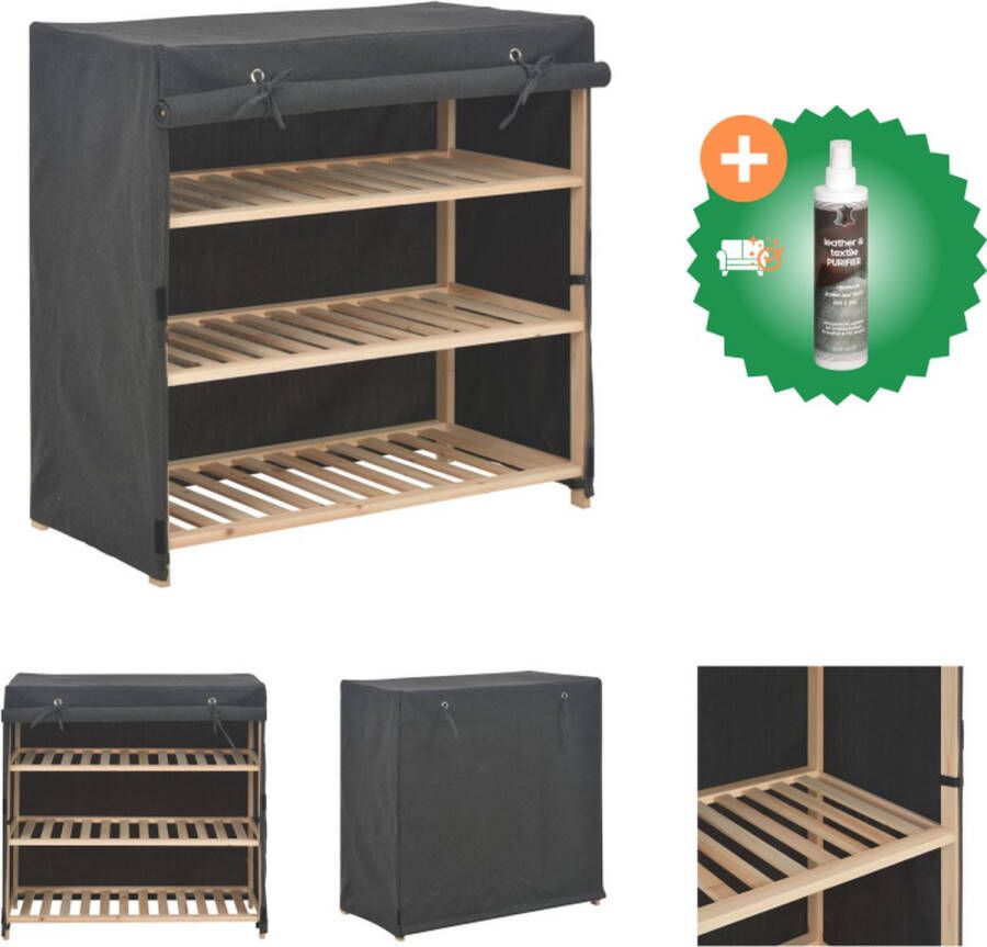VidaXL Schoenenkast Grijs 79 x 40 x 80 cm Stof en vurenhouten frame Schoenenkast Inclusief Reiniger