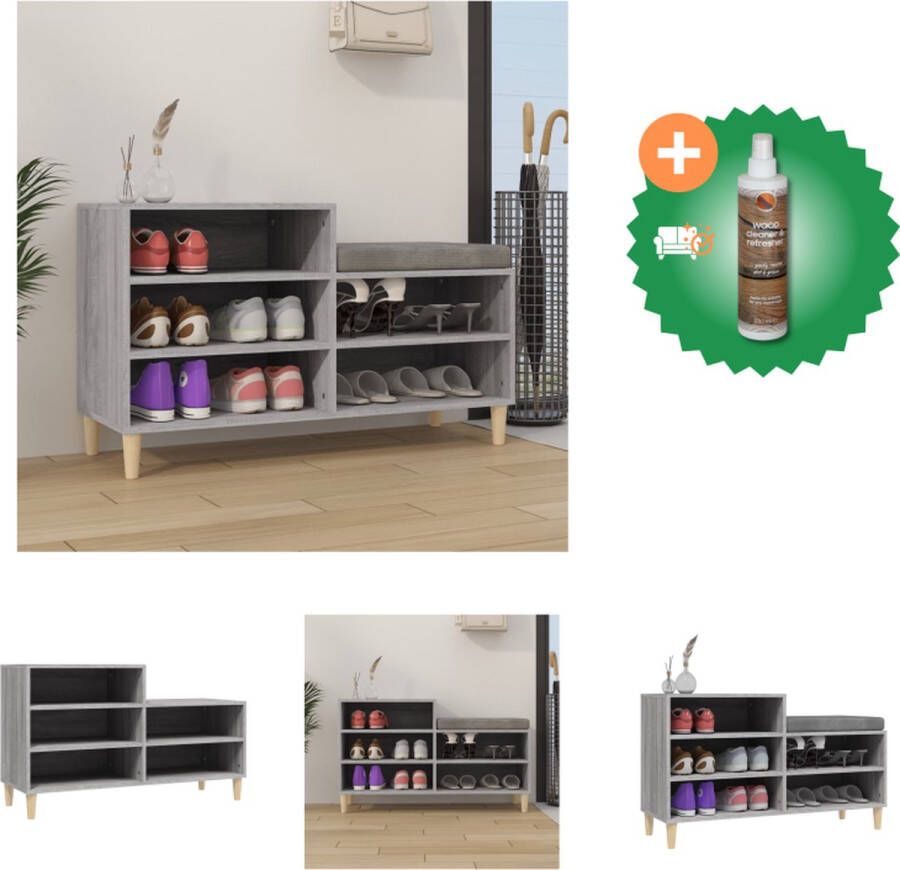 VidaXL Schoenenkast Grijs Sonoma Eiken 102 x 36 x 60 cm Hoge kwaliteit Voldoende opbergruimte Schoenenkast Inclusief Houtreiniger en verfrisser