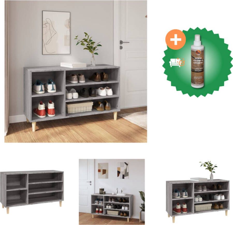 VidaXL Schoenenkast Grijs Sonoma Eiken 102 x 36 x 60 cm Hoge kwaliteit Voldoende opbergruimte Schoenenkast Inclusief Houtreiniger en verfrisser - Foto 2