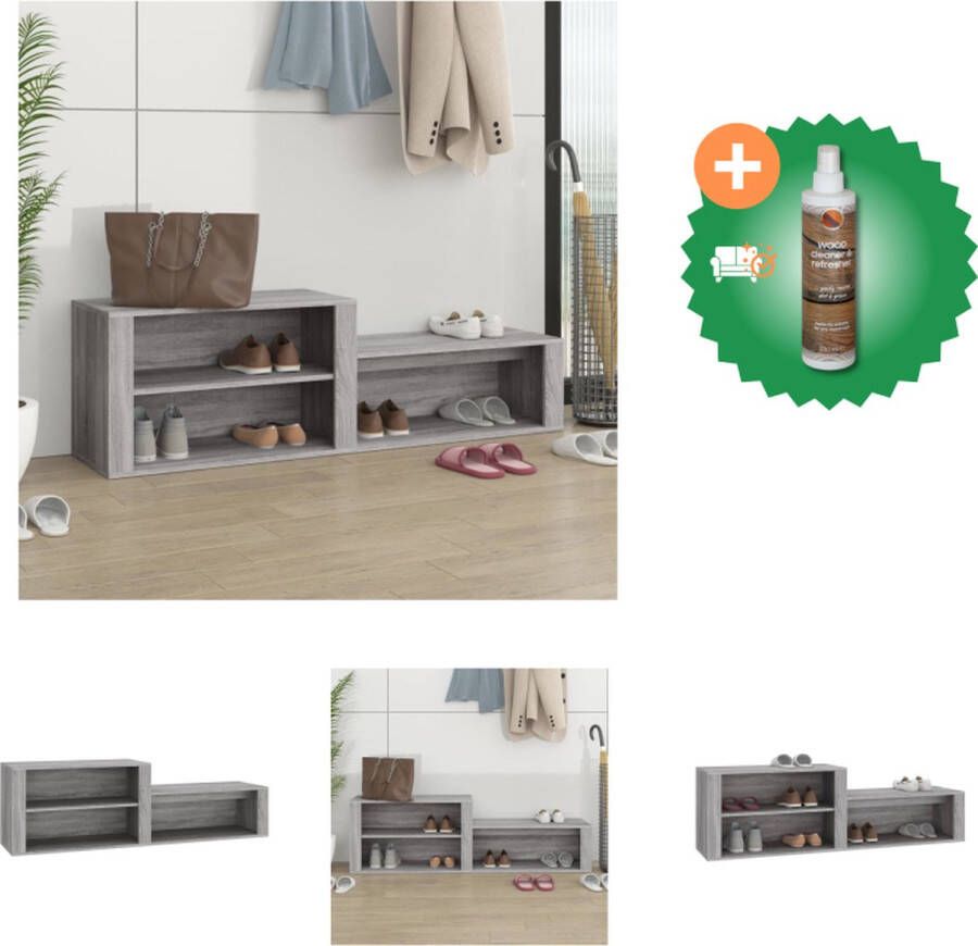 VidaXL Schoenenkast Grijs Sonoma Eiken 150 x 35 x 45 cm Sterk en Stabiel Schoenenkast Inclusief Houtreiniger en verfrisser