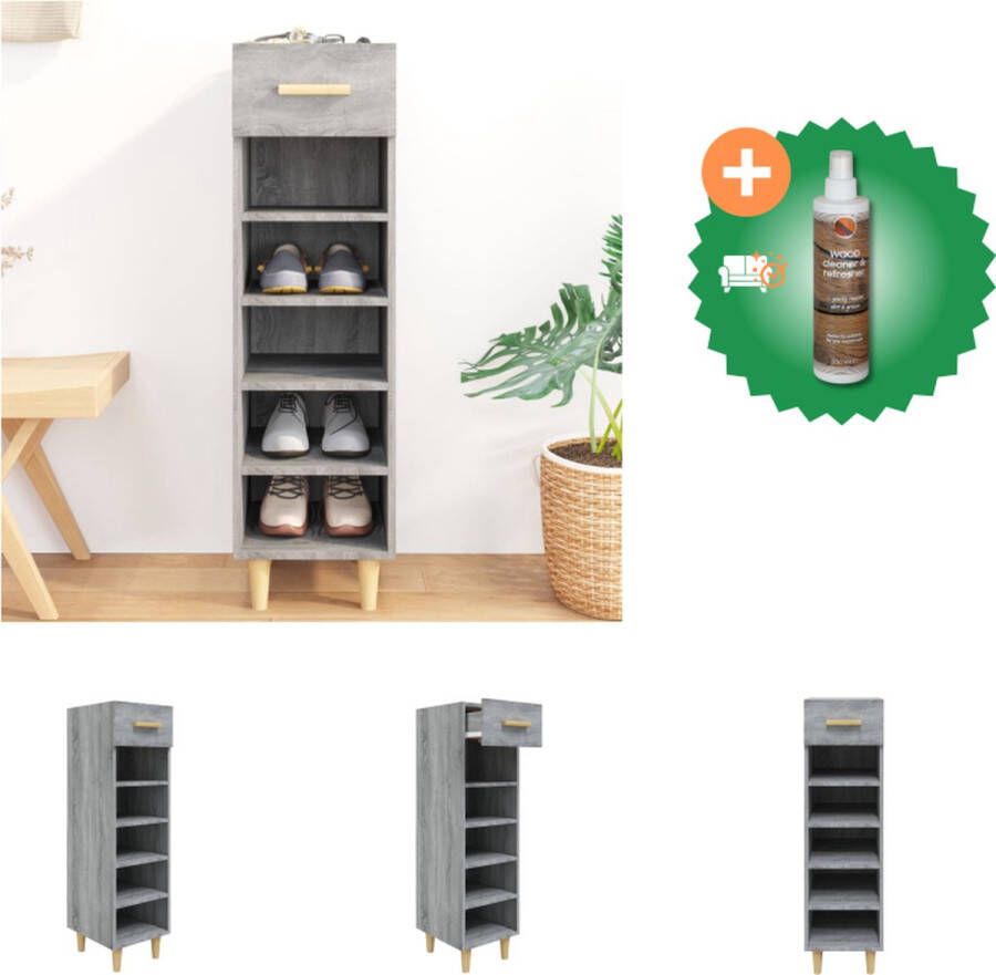 VidaXL Schoenenkast Trendy Meubelen Afmeting- 30 x 35 x 105 cm Materiaal- Bewerkt hout en metaal Kleur- Grijs sonoma eiken Schoenenkast Inclusief Houtreiniger en verfrisser