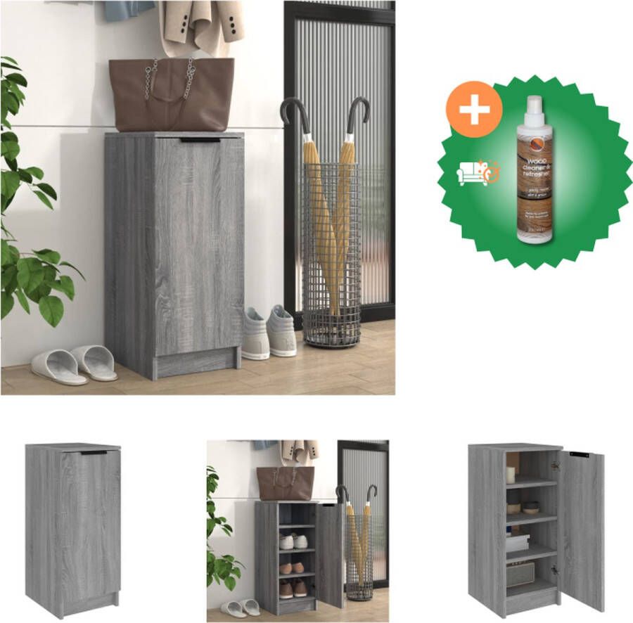 VidaXL Schoenenkast Grijs Sonoma Eiken 30 x 35 x 70 cm Stevig Materiaal Schoenenkast Inclusief Houtreiniger en verfrisser