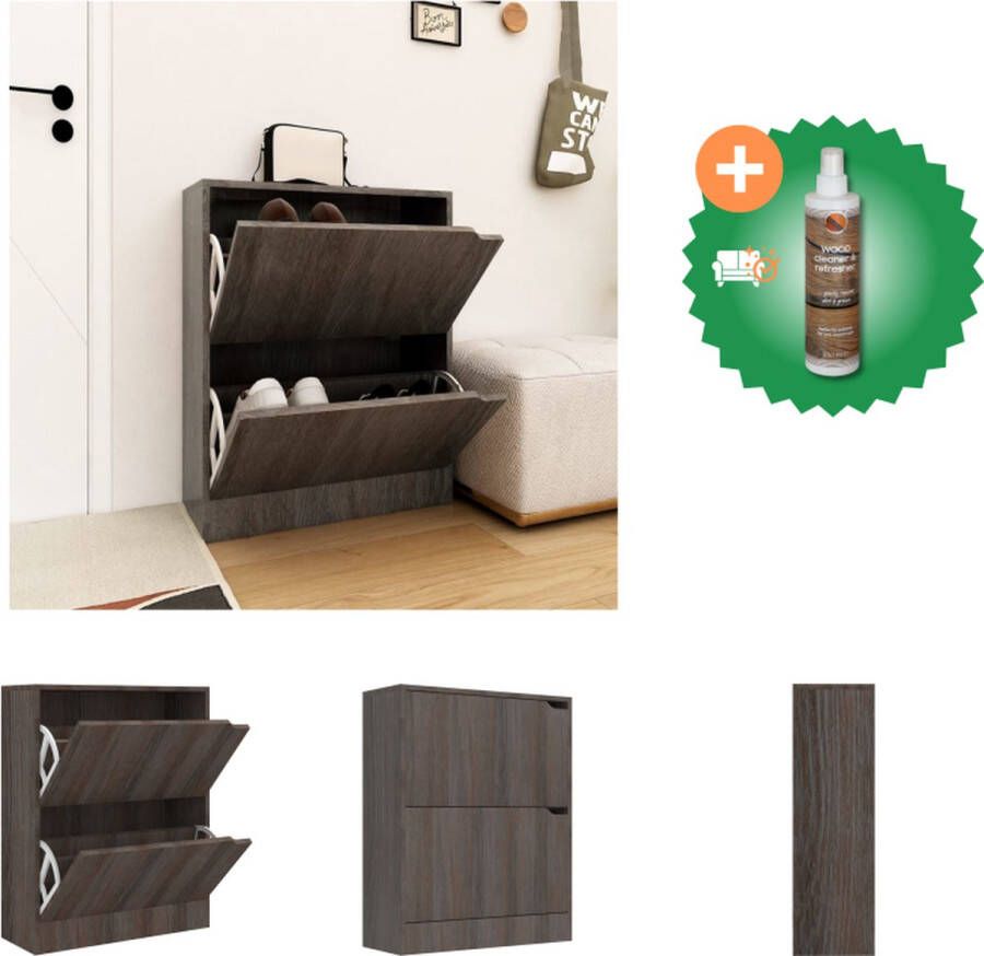VidaXL Schoenenkast 2 deuren 59x24x74 cm spaanplaat sonoma eikenkleur Schoenenkast Inclusief Houtreiniger en verfrisser