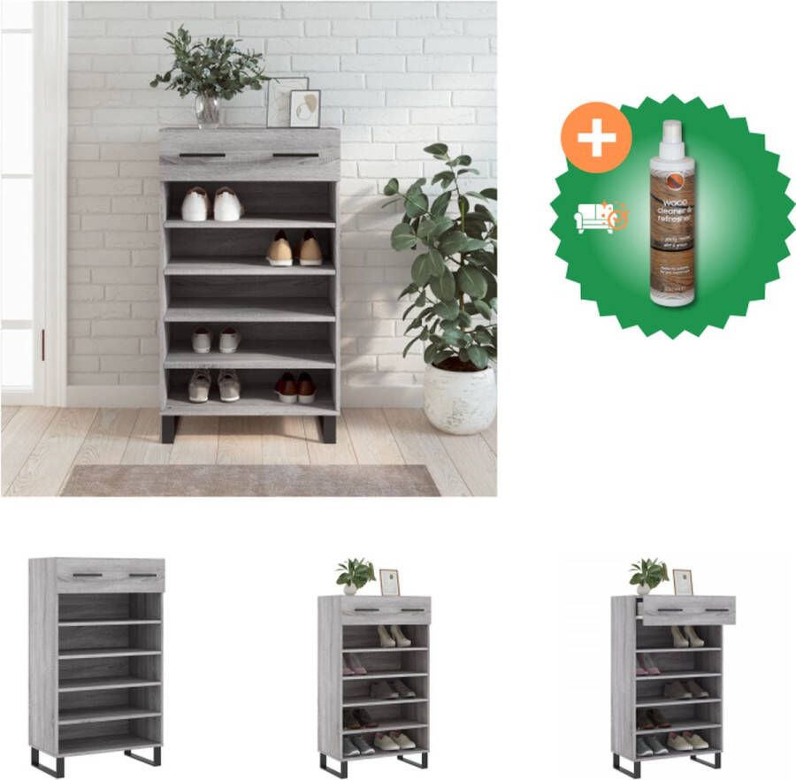 VidaXL Schoenenkast Grijs Sonoma Eiken 60 x 35 x 105 cm Duurzaam materiaal Kast Inclusief Houtreiniger en verfrisser