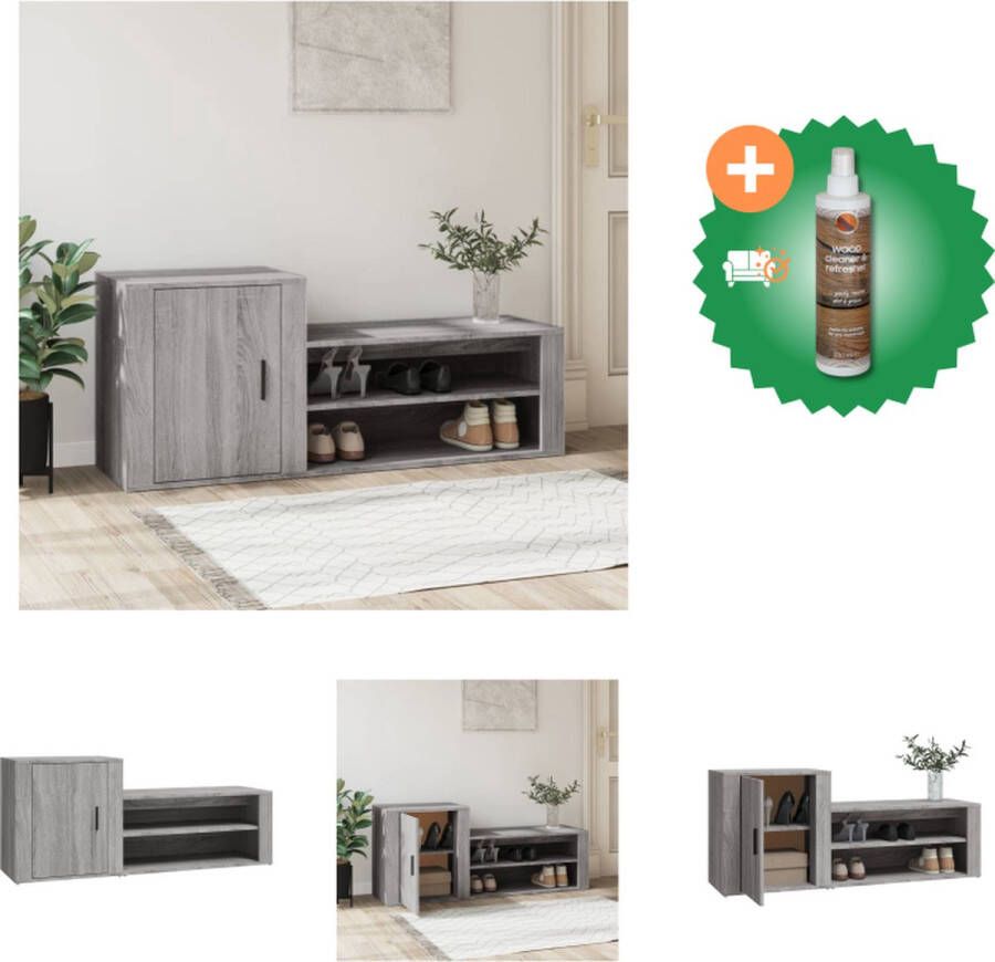VidaXL Schoenenkast Grijze Sonoma Eiken 130 x 35 x 54 cm Bewerkt hout Schoenenkast Inclusief Houtreiniger en verfrisser