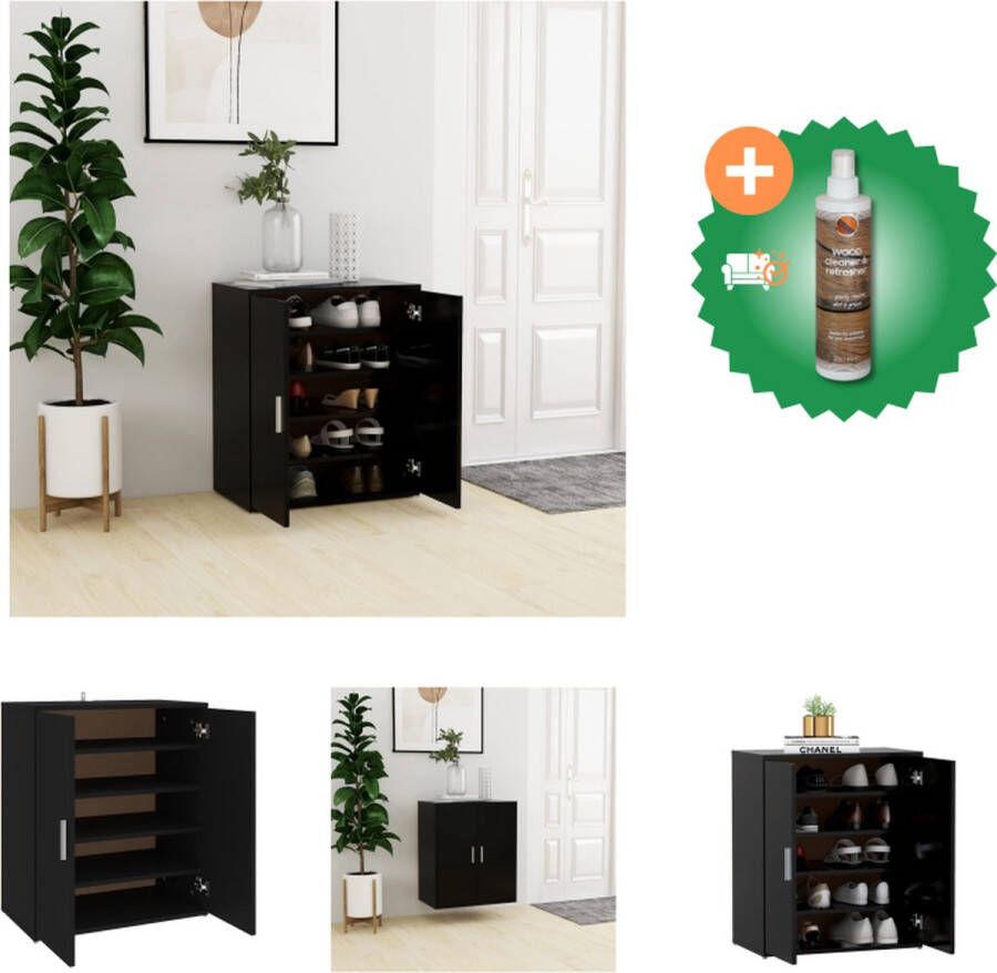 VidaXL Schoenenrek 60 x 35 x 70 cm Zwart Spaanplaat Montage vereist Schoenenkast Inclusief Houtreiniger en verfrisser