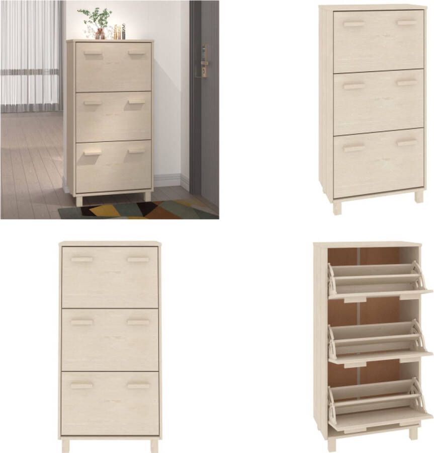 VidaXL Schoenenkast HAMAR 59 5x35x117 cm grenenhout honingbruin Schoenenkast Schoenenkasten Houten Schoenenkast Schoenen Kast