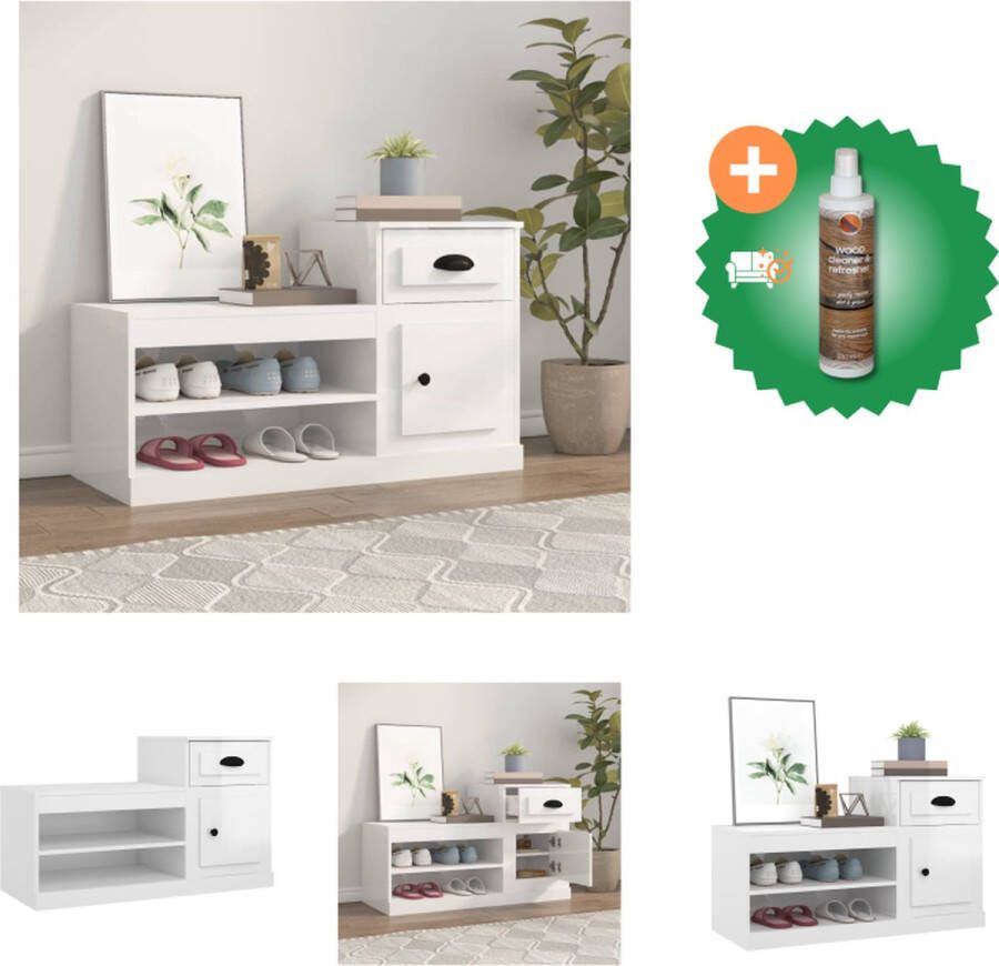VidaXL Schoenenkast Hoge en Lage kast Hoogglans Wit 100 x 42 x 60 cm (L x B x H) Schoenenkast Inclusief Houtreiniger en verfrisser