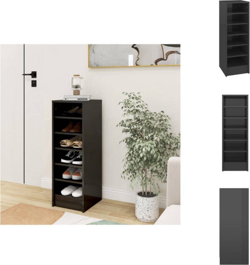 VidaXL Schoenenkast Schoenenkasten Schoenenopbergers Schoenenkast 31 5x35x90 cm bewerkt hout hoogglans grijs