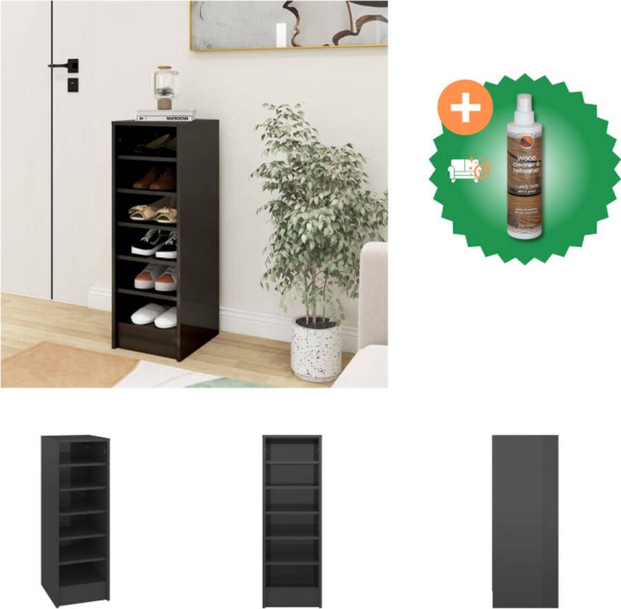 VidaXL Schoenenkast Hoogglans grijs 31.5 x 35 x 90 cm Duurzaam en stevig Schoenenkast Inclusief Houtreiniger en verfrisser