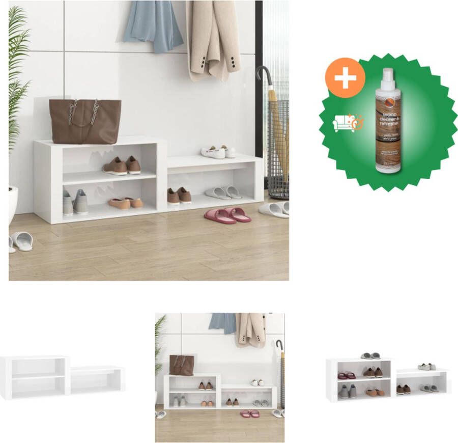 VidaXL Schoenenkast Hoogglans Wit 150 x 35 x 45 cm Stevig Materiaal Voldoende Opbergruimte Schoenenkast Inclusief Houtreiniger en verfrisser