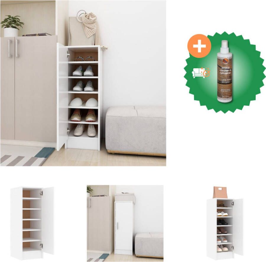 VidaXL Schoenenkast Hout 32 x 35 x 92 cm Wit 6 planken Schoenenkast Inclusief Houtreiniger en verfrisser