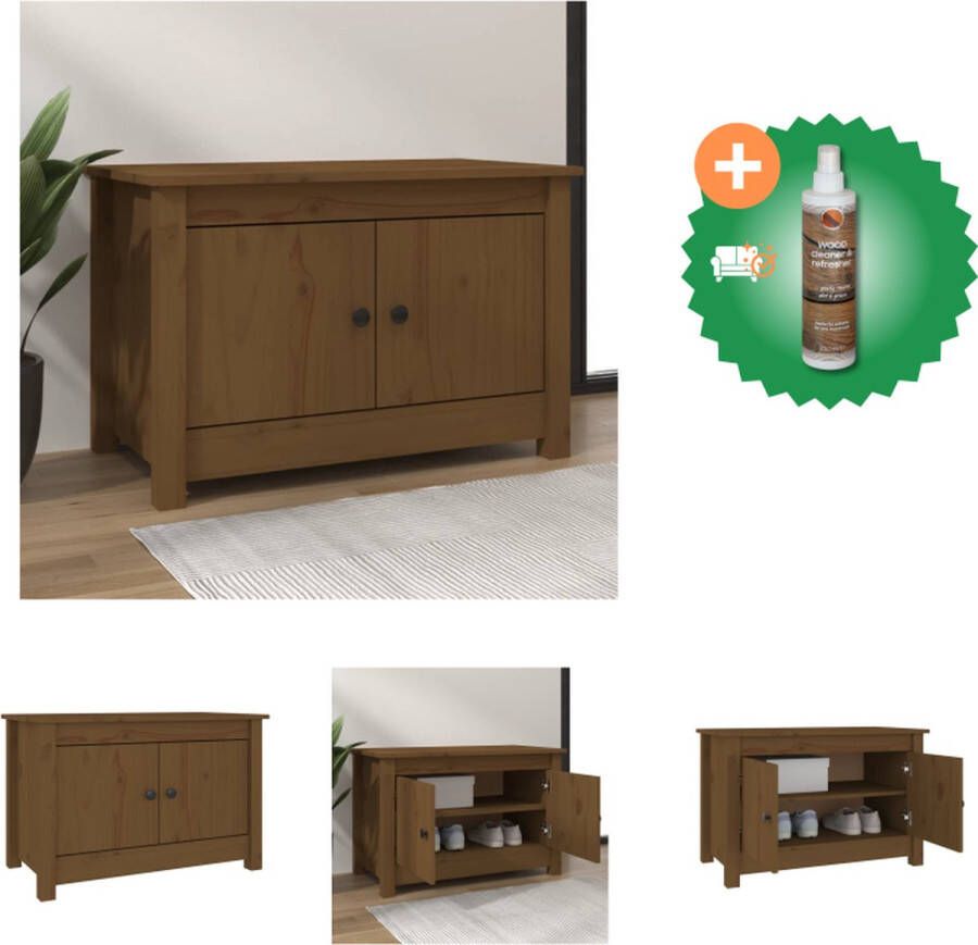 VidaXL Schoenenkast 70x38x45-5 cm massief grenenhout honingbruin Schoenenkast Inclusief Houtreiniger en verfrisser