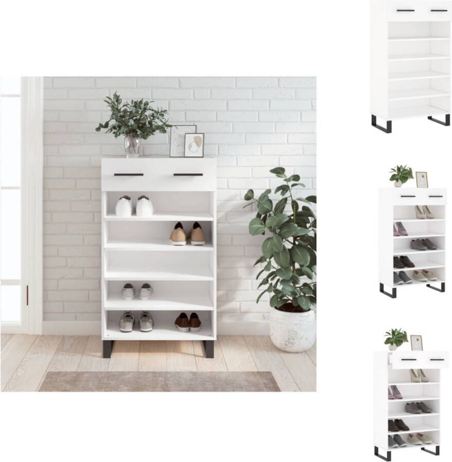 VidaXL Schoenenrek Schoenenrekken Opbergrek Voor Schoenen Schoenenkast 60x35x105 cm bewerkt hout wit