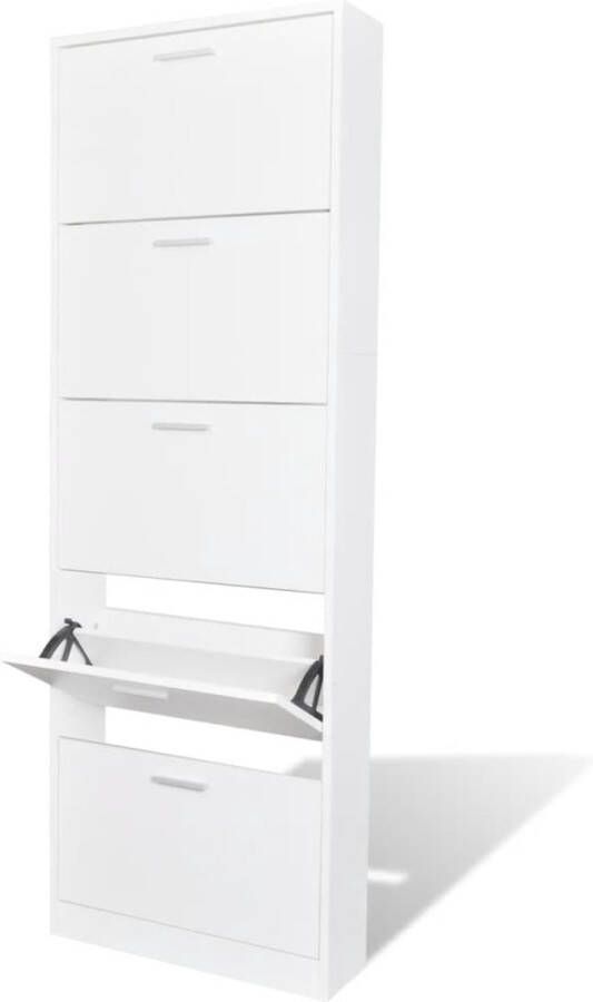 VidaXL -Schoenenkast-hout-met-5-opbergvakken-wit