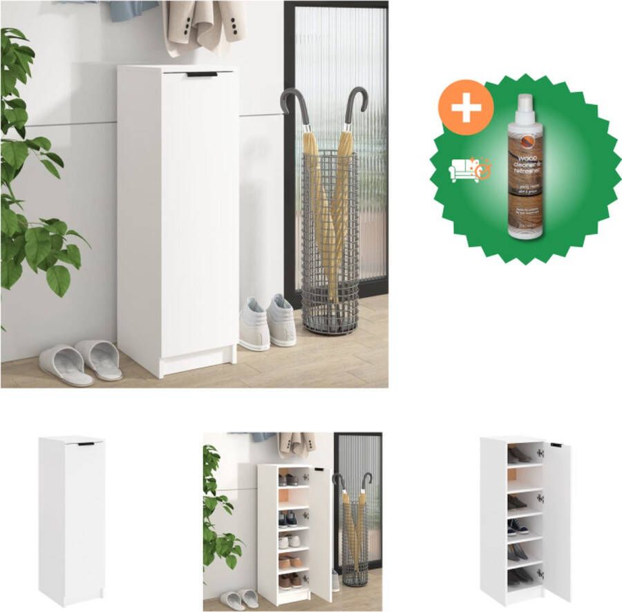 VidaXL Schoenenkast Hout Wit 30 x 35 x 100 cm Opbergruimte Stabiel Schoenenkast Inclusief Houtreiniger en verfrisser