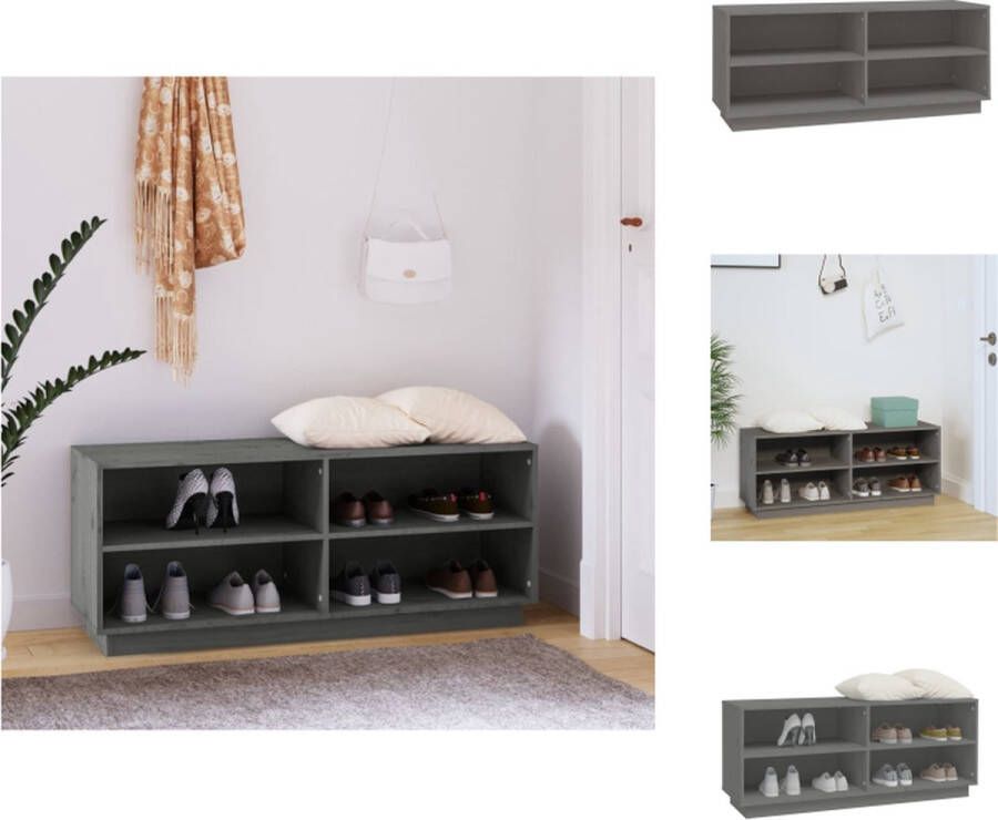 VidaXL Schoenenkast Schoenenkasten Houten Schoenenkast Halkast Schoenenkast 110x34x45 cm massief grenenhout grijs