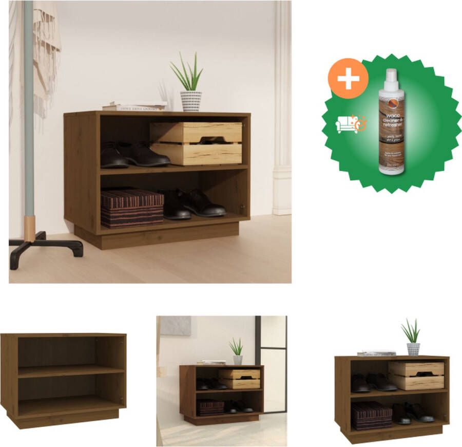 VidaXL Schoenenkast 60x34x45 cm massief grenenhout honingbruin Schoenenkast Inclusief Houtreiniger en verfrisser