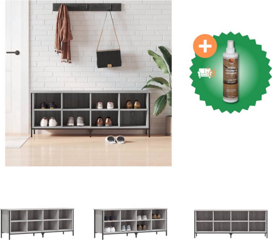 VidaXL Schoenenkast Industrieel 131 x 35 x 50 cm Grijs Sonoma Eiken Duurzaam hout en staal Schoenenkast Inclusief Houtreiniger en verfrisser