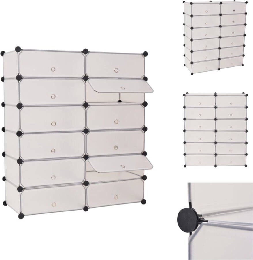 VidaXL Schoenenkast Schoenenkasten Schoenen Kast Schoenen Kasten Schoenenkast met 12 ineengrijpende vakken wit - Foto 2