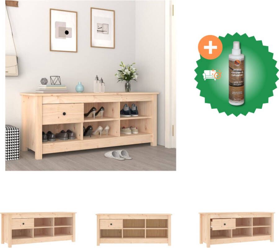 VidaXL Schoenenkast Massief Grenenhout 110x38x45.5 cm Stabiel frame 6 vakken Schoenenkast Inclusief Houtreiniger en verfrisser - Foto 2