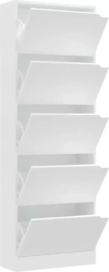 VidaXL Schoenenkast met 5 deuren 59x24x167 cm spaanplaat wit