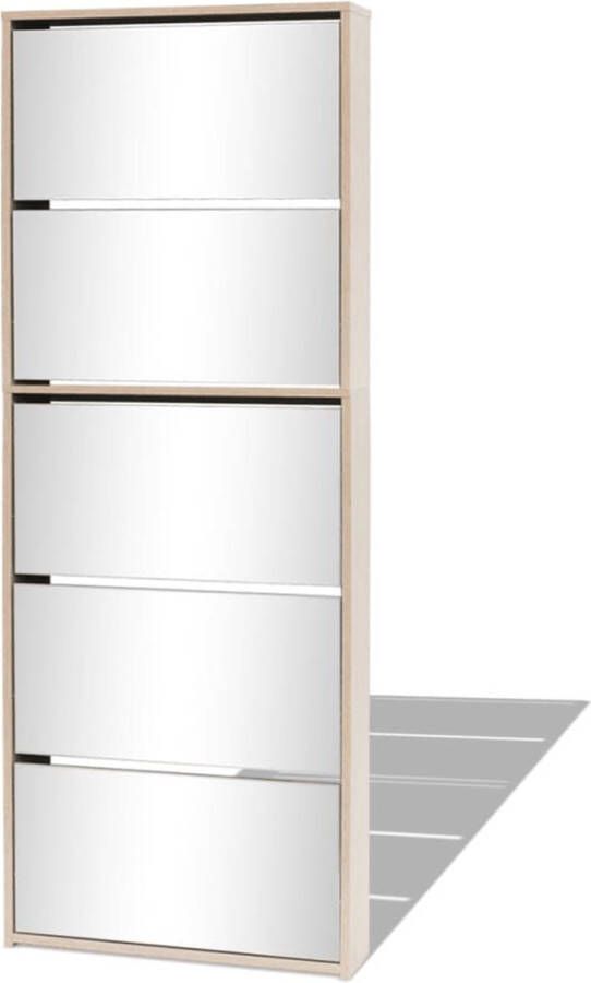 vidaXL -Schoenenkast-met-5-spiegels-63x17x169 5-cm-eikenhout