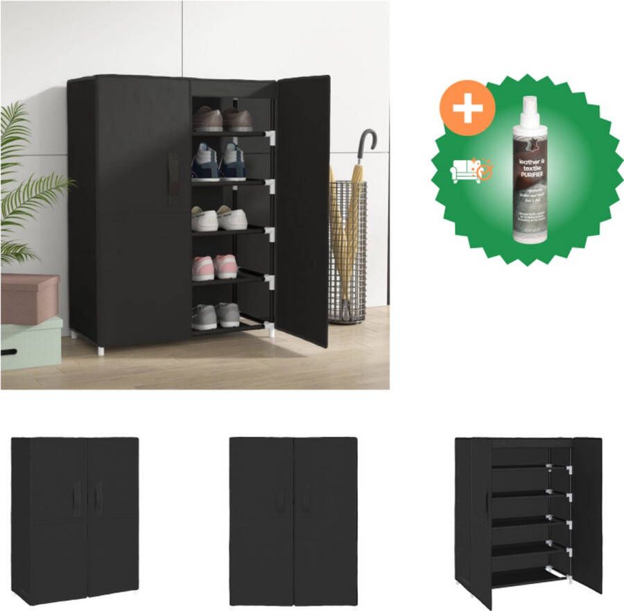 VidaXL Schoenenkast Met Deuren 5-Laags 60 x 28 x 90 cm Zwart Schoenenkast Inclusief Reiniger