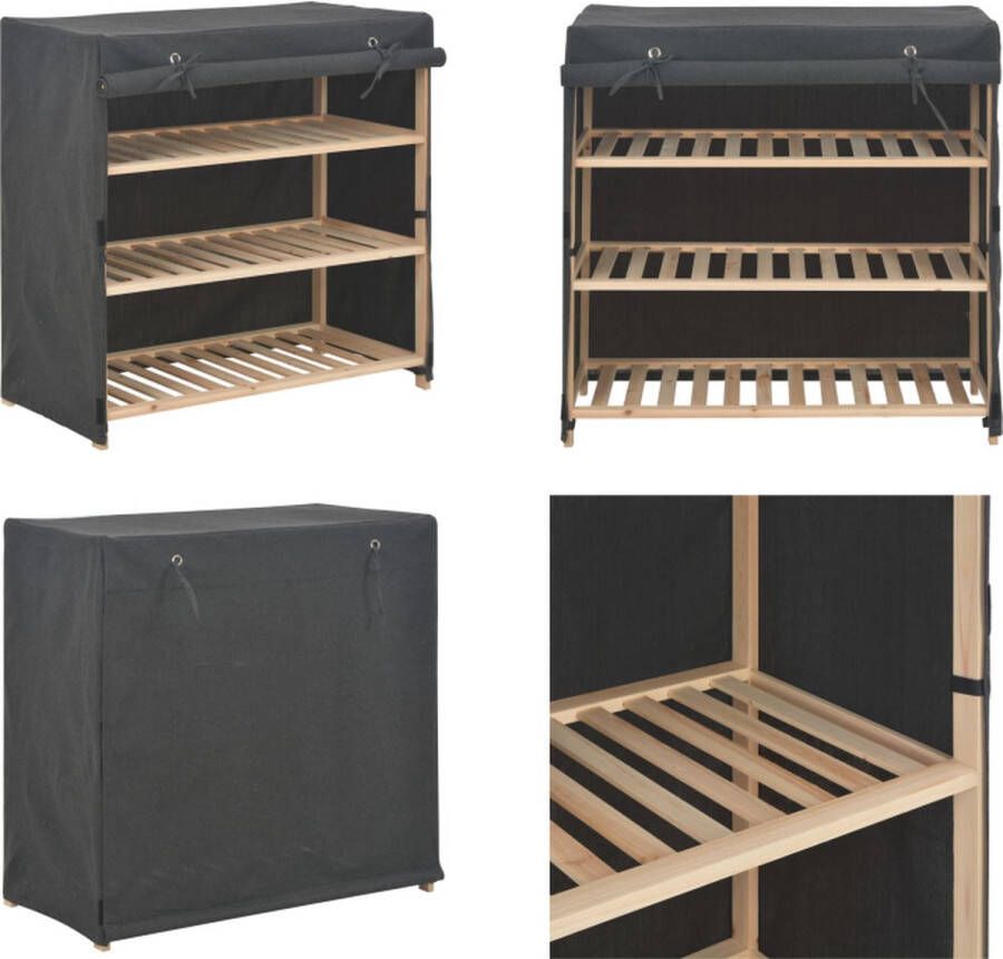 VidaXL Schoenenkast met hoes 79x40x80 cm stof grijs Schoenenkast Schoenenkasten Schoenenberging Schoenenbergingen