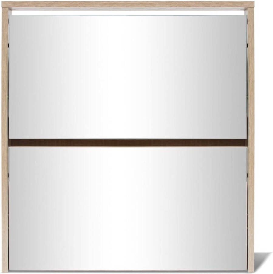 VidaXL -Schoenenkast-met-spiegel-2-laags-63x17x67-cm-betongrijs - Foto 3
