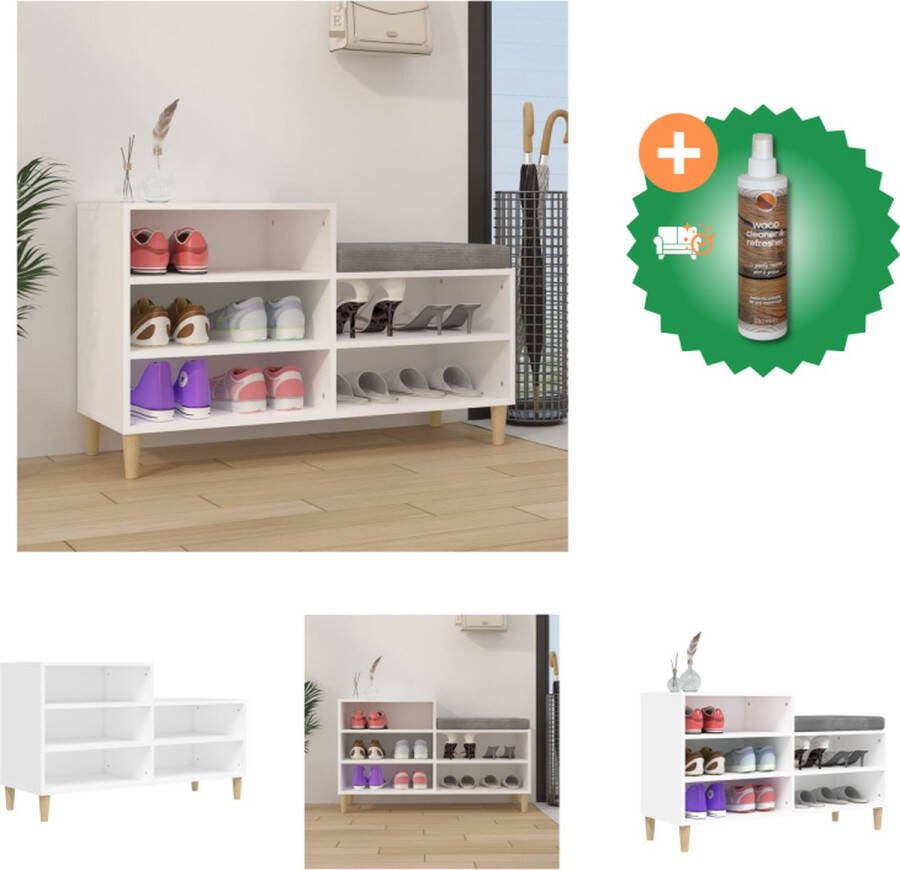 VidaXL Schoenenkast 102 x 36 x 60 cm Duurzaam bewerkt hout Metalen poten Voldoende opbergruimte Schoenenkast Inclusief Houtreiniger en verfrisser - Foto 2