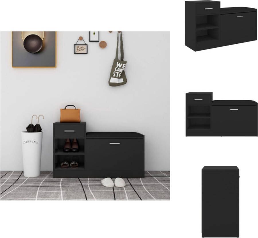 VidaXL Schoenenbank Schoenenbanken Schoenenbankje Schoenenbank 94 5x31x57 cm bewerkt hout zwart