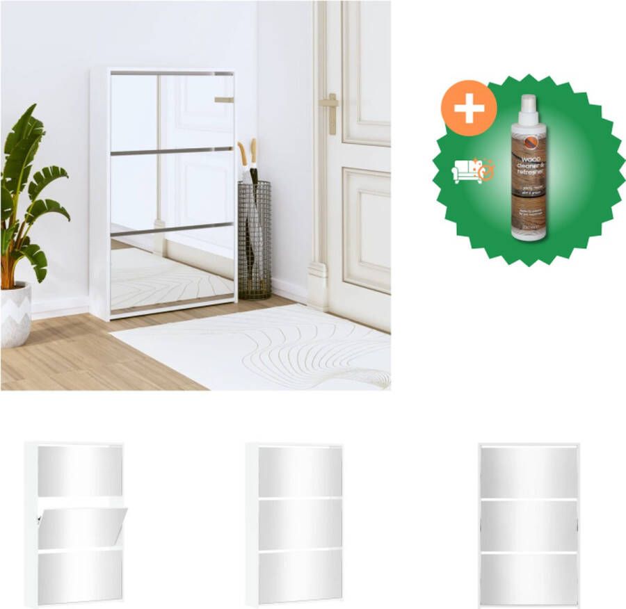 VidaXL Schoenenkast Modern en Trendy 63 x 17 x 102.5 cm Hoogglans Wit Schoenenkast Inclusief Houtreiniger en verfrisser