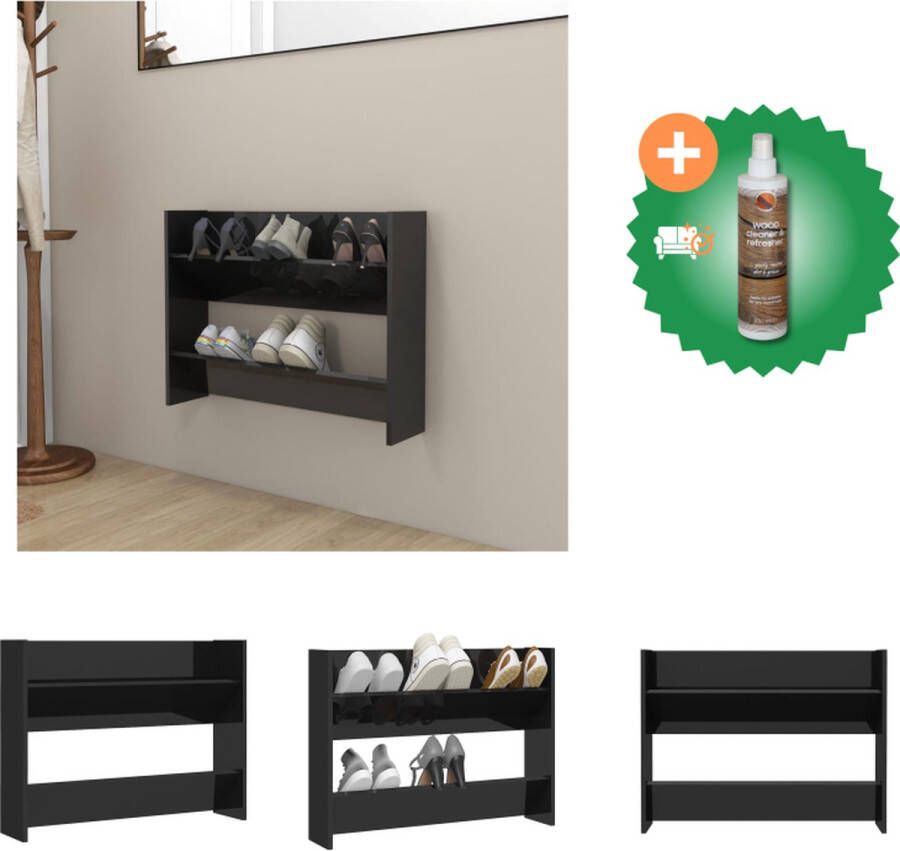 VidaXL Schoenenkast Modern Schoenenkast 80x18x60cm Hoogglans zwart Schoenenkast Inclusief Houtreiniger en verfrisser