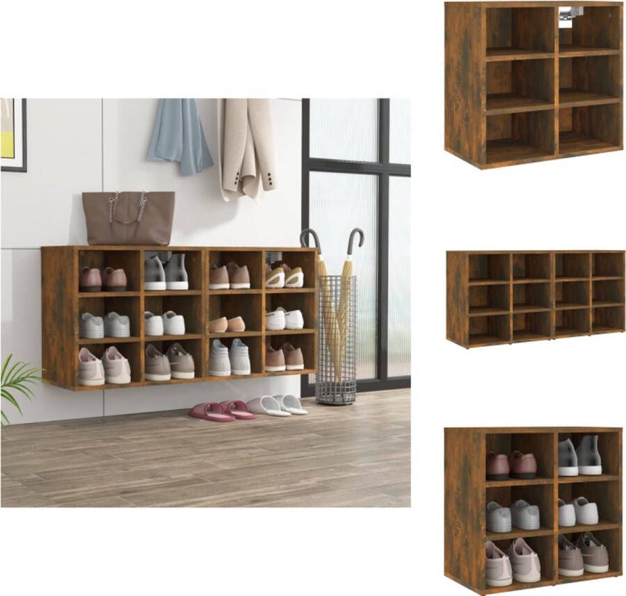 VidaXL Schoenenrek Schoenenrekken Opbergrek Voor Schoenen Schoenenstellage Schoenenkasten 2 st 52 5x30x50 cm gerookt eikenkleurig